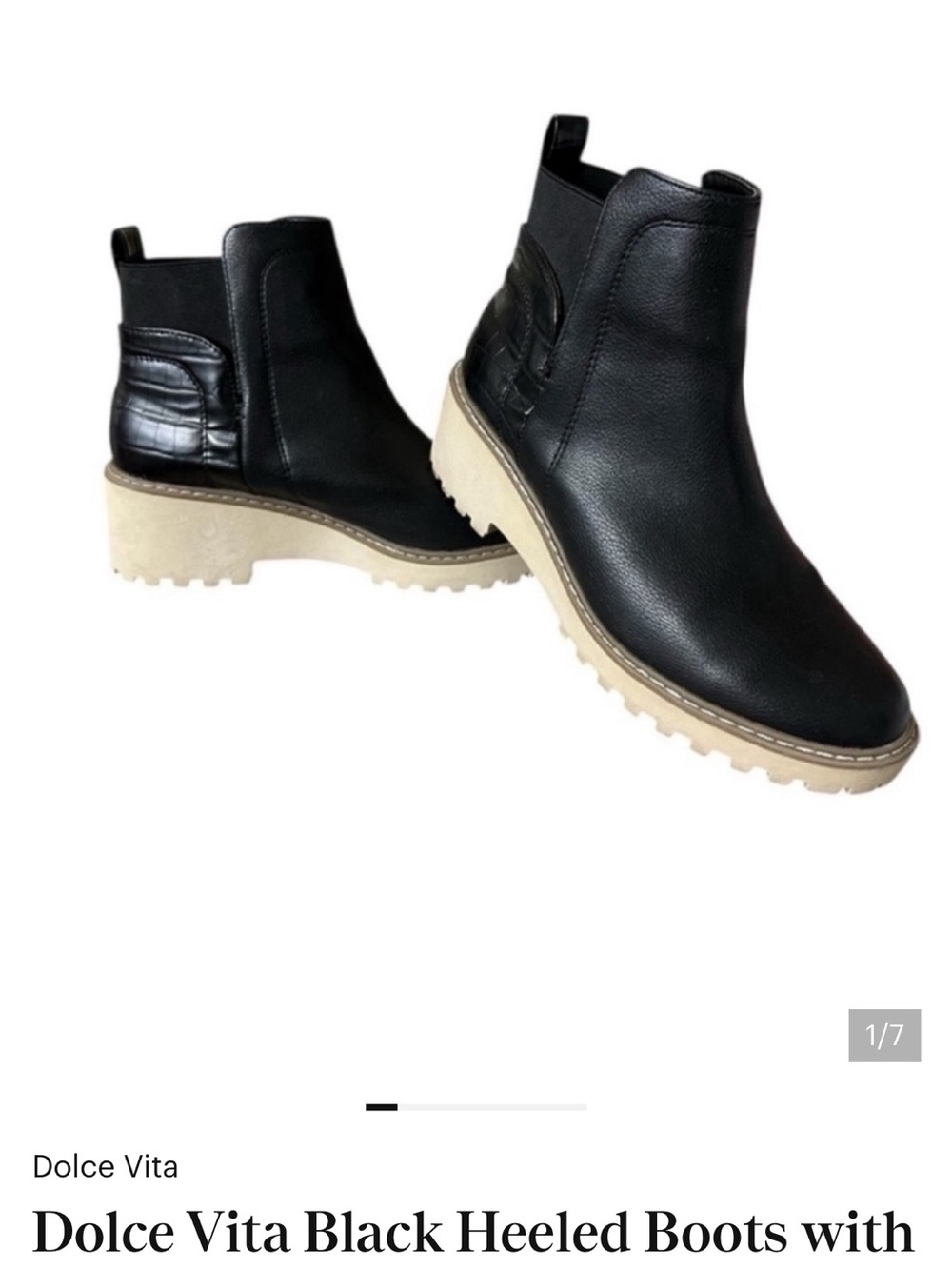 Dolce Vita Black Womens Casual Dress Chelsea Boots with Cream Lug Sole